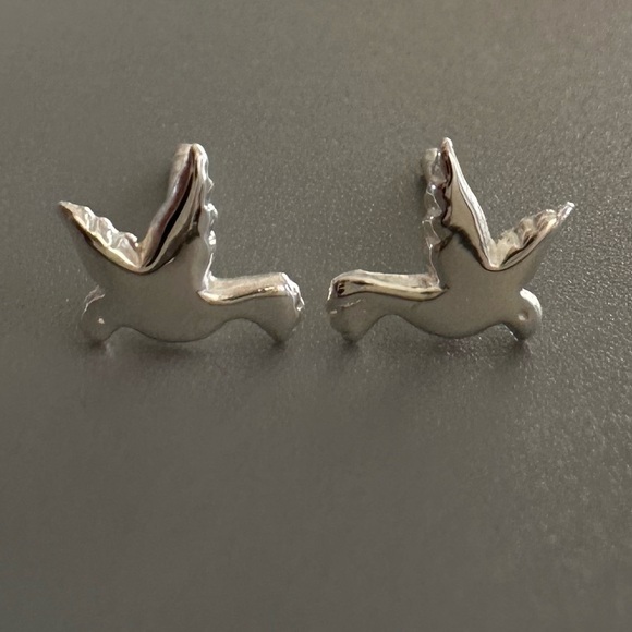 Sterling Silver Tiny Dove Bird Earrings - Picture 5 of 11